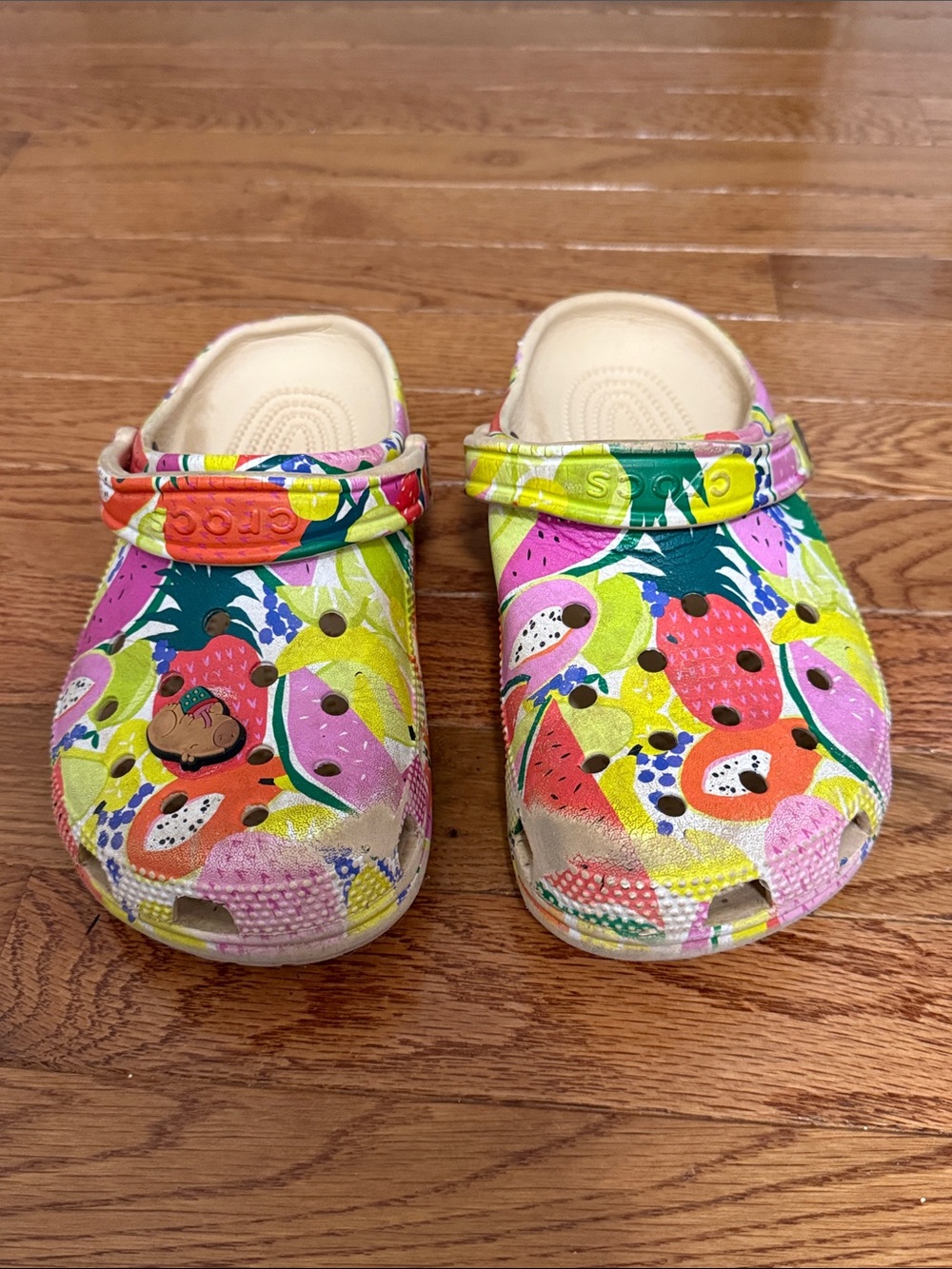 CROCS  Clog in Bright Pink, Yellow, Green & Orange Fruit Print